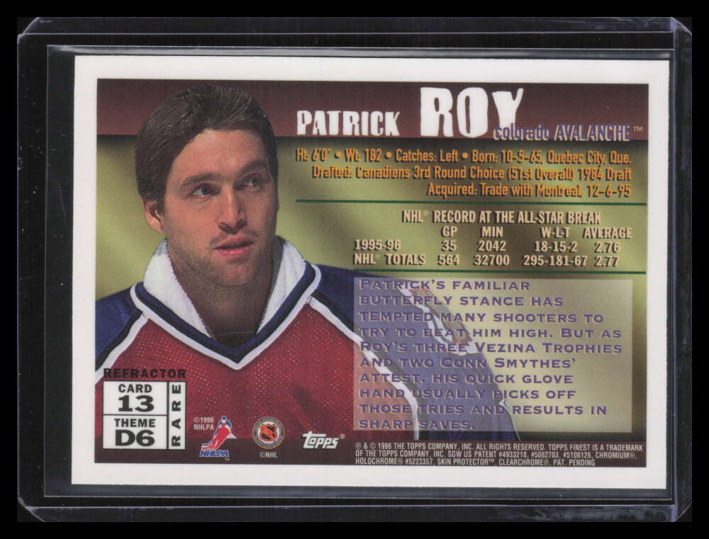 1995-96 Finest Refractor 13 Patrick Roy Gold Rare (a)