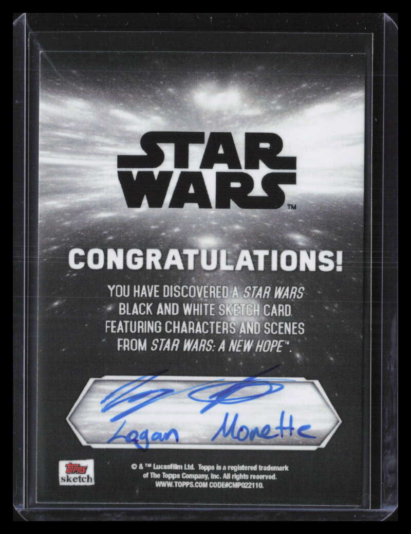 2018 Star Wars A New Hope Black &amp; White Sketch Logan Morette Imperial Office 1/1
