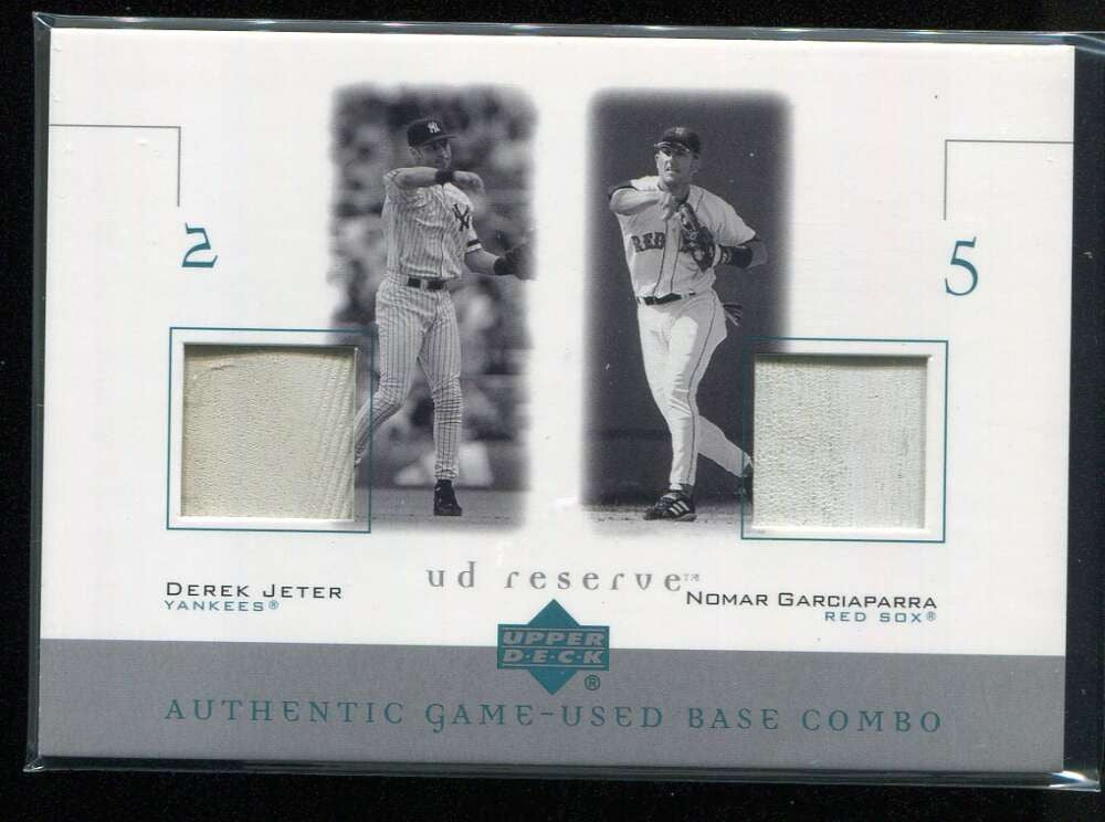 2001 UD Reserve Ball-Base Duos BNJ Nomar Garciaparra Derek Jeter Dual Base