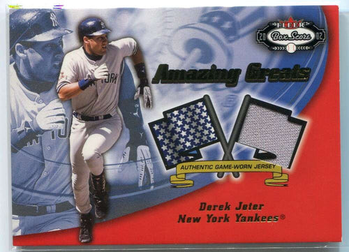 2002 Fleer Box Score Amazing Greats Single Swatch 7 Derek Jeter Jersey