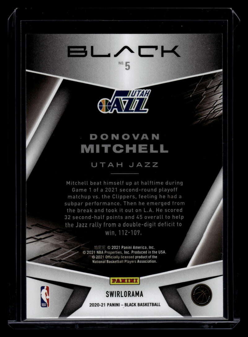 2020-21 Panini Black Swirlorama Silver 5 Donovan Mitchell 34/65