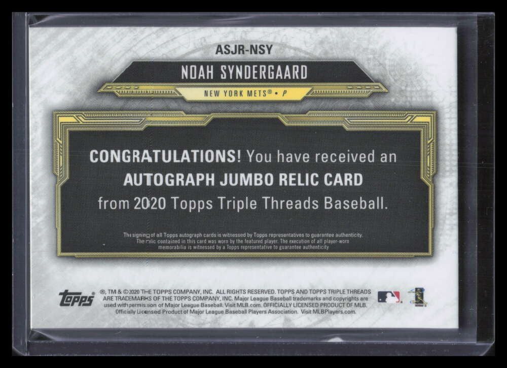DELETE 125187 2020 Topps Triple Threads Jumbo Autographs Noah Syndergaard Jersey Auto 74/99
