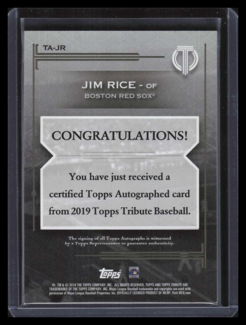 2019 Topps Tribute Autographs Purple TAJR Jim Rice Auto 18/50