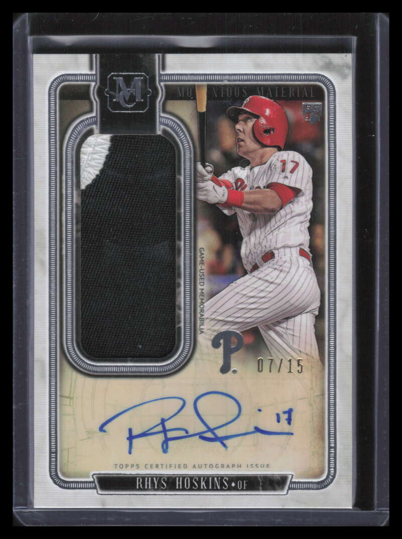 2018 Topps Museum Momentous Material JPARH Rhys Hoskins Rookie Patch Auto 7/15