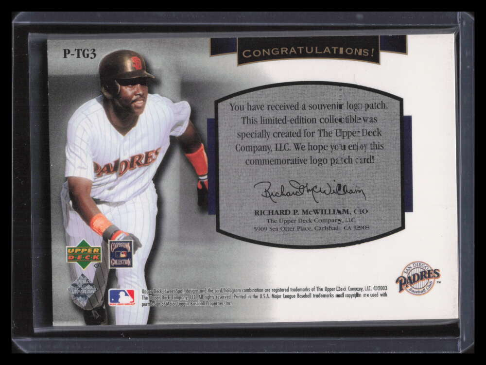 DELETE 125351 2003 Sweet Spot Classics Patch Cards tg3 Tony Gwynn Padres Patch 154/350