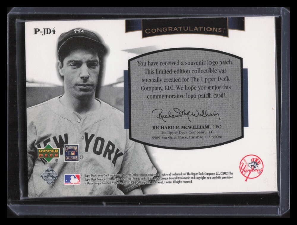 2003 Sweet Spot Classics Patch Cards jd4 Joe DiMaggio World Series Patch 74/150