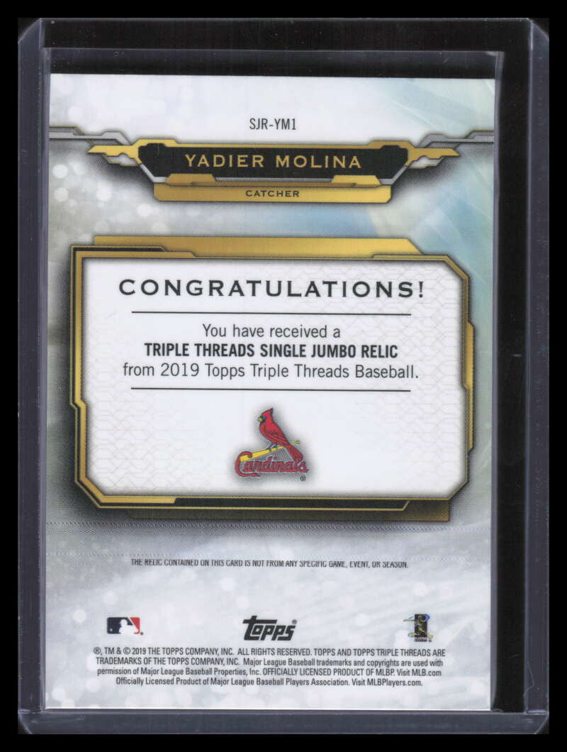 2019 Topps Triple Threads Jumbo Amethyst sjrym1 Yadier Molina Jersey 22/27