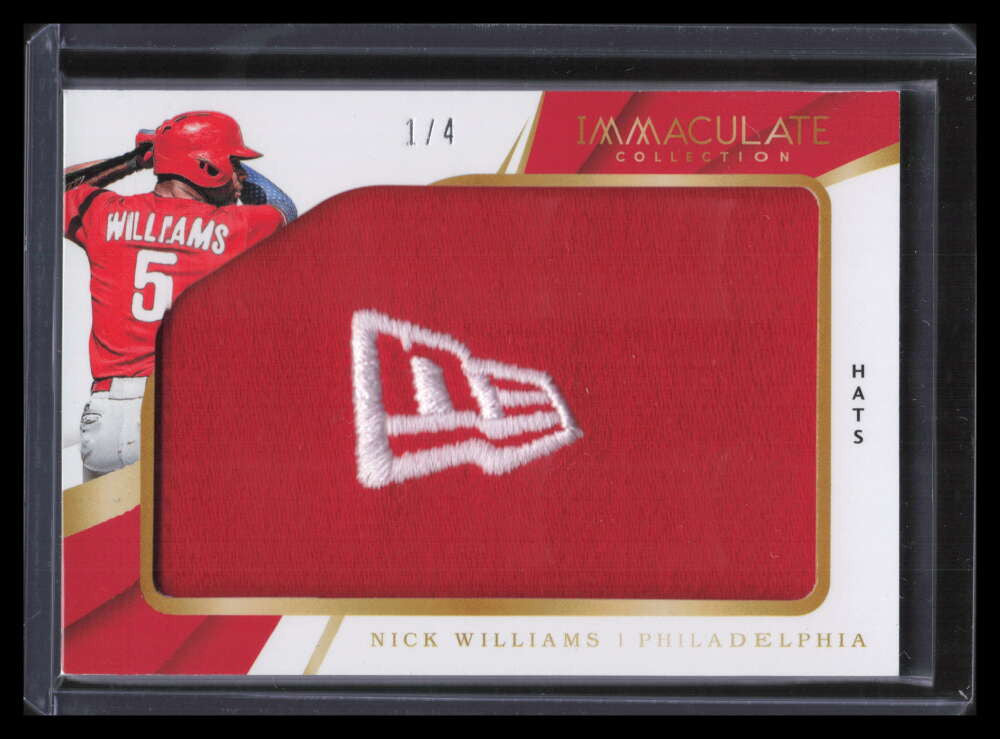 2018 Immaculate Jumbo Hats 36 Nick Williams Rookie New Era Logo Patch 1/4