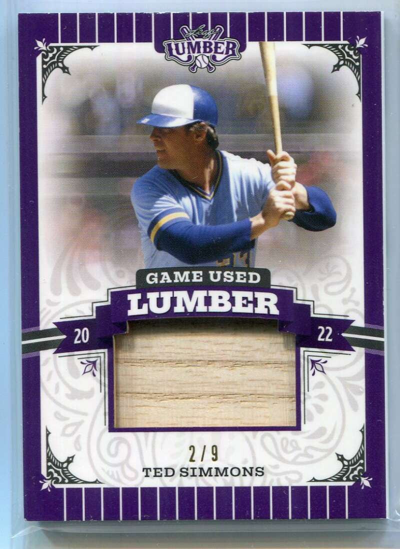 DELETE 125444 2022 Leaf Lumber Game Used Lumber Purple gul117 Ted Simmons Bat 2/9