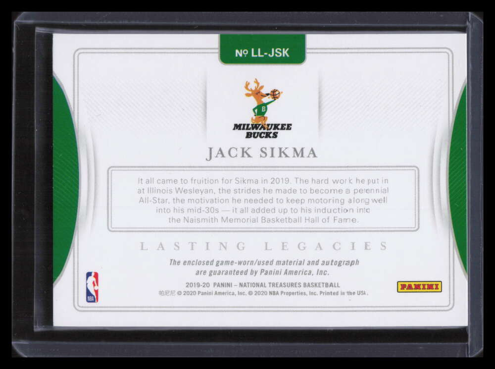 2019-20 Panini National Treasures Lasting Legacies Jack Sikma Patch Auto 15/25