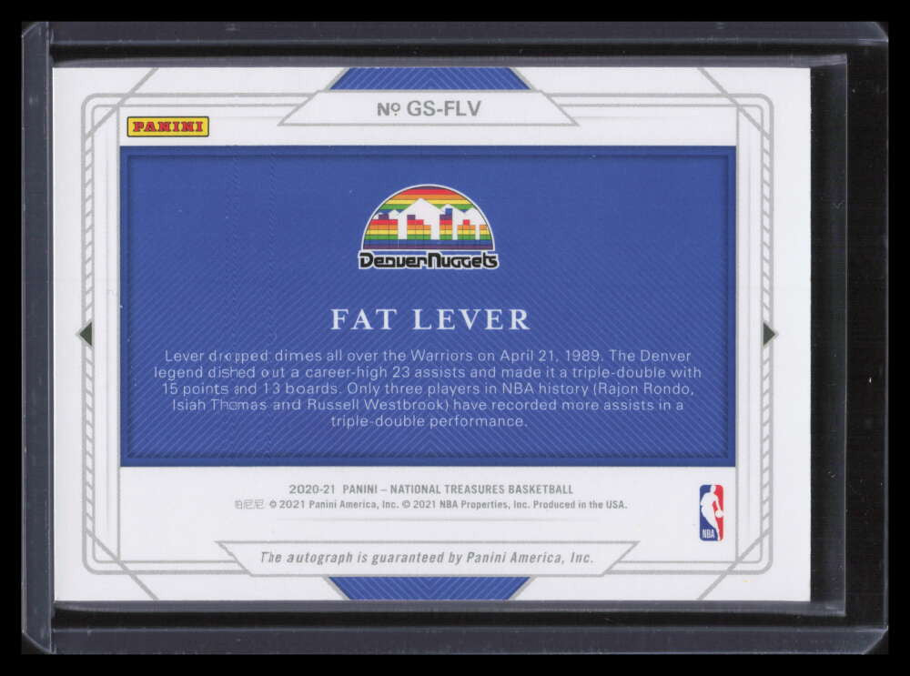 2020-21 Panini National Treasures NBA Greats Signatures 2 Fat Lever Auto 4/5