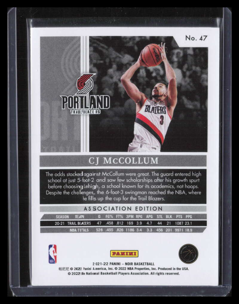 2021-22 Panini Noir 47 CJ McCollum A 7/35 Association Edition