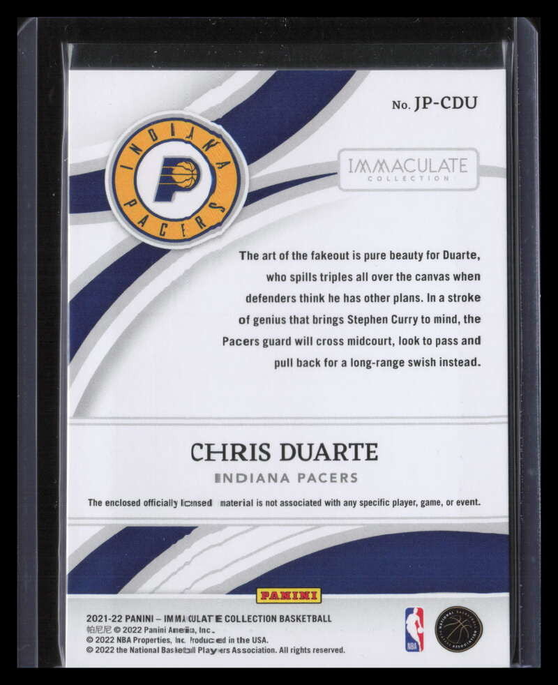 2021-22 Immaculate Collection Jumbo Team Logo 13 Chris Duarte Rookie Patch 15/25
