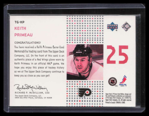2002-03 SP Game Used Tools of the Game KP Keith Primeau Glove 32/99