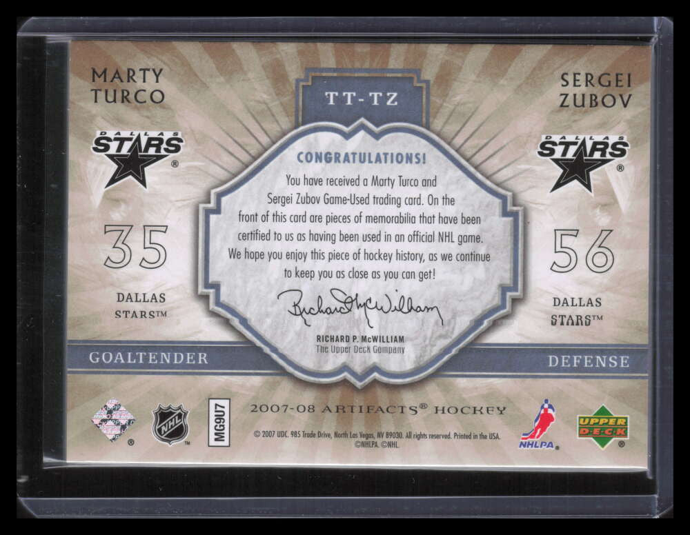 DELETE 125604 2007-08 Artifacts Tundra Tandems Icy Blue TTTZ Turco Zubov Dual Patch 18/25