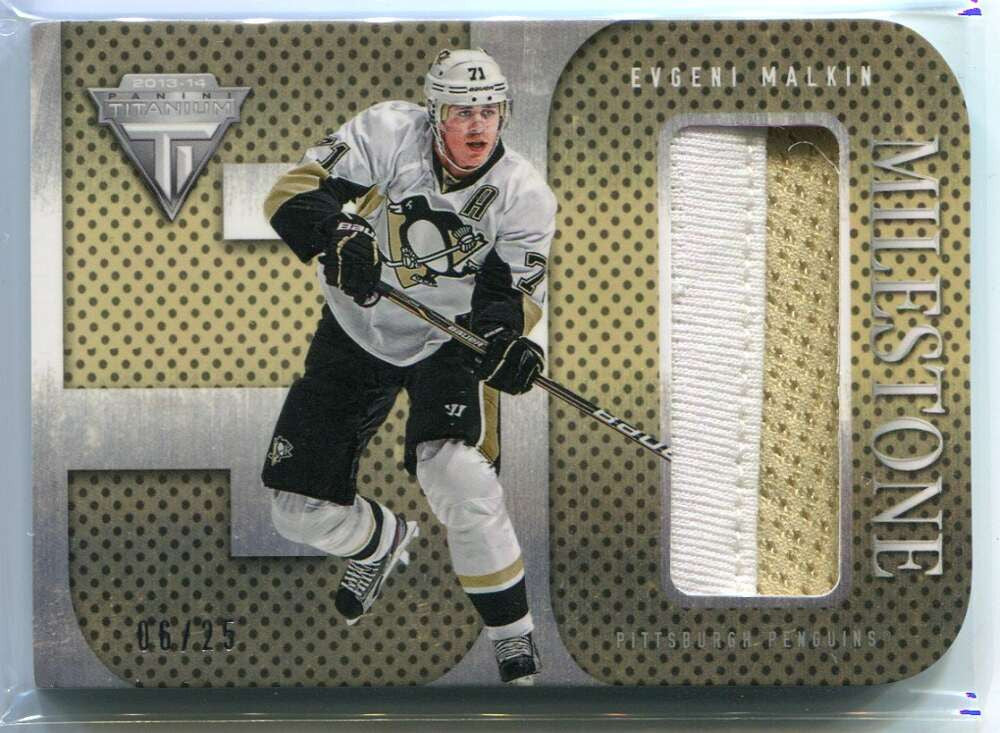 SOLD 125611 2013-14 Panini Titanium Milestone Goal Scorer Prime Evgeni Malkin Patch 6/25