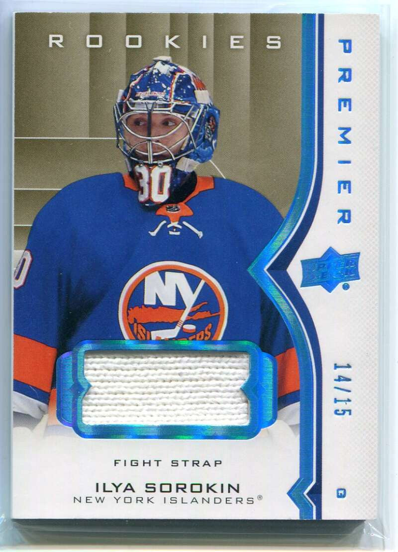 2020-21 Upper Deck Premier Fight Strap 85 Ilya Sorokin Rookie Fight Strap 14/15
