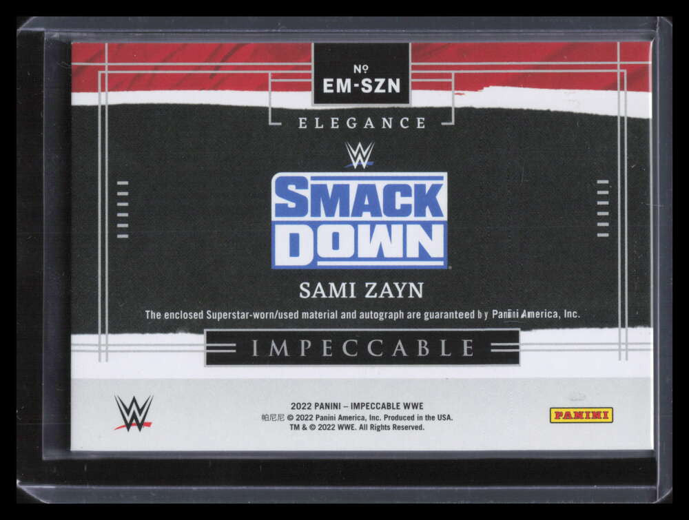 2022 Panini Impeccable WWE Elegance Autographs Gold Sami Zayn Patch Auto 9/10