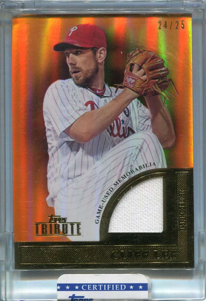 2012 Topps Tribute to the Stars Relics Orange CL Cliff Lee Jersey 24/25