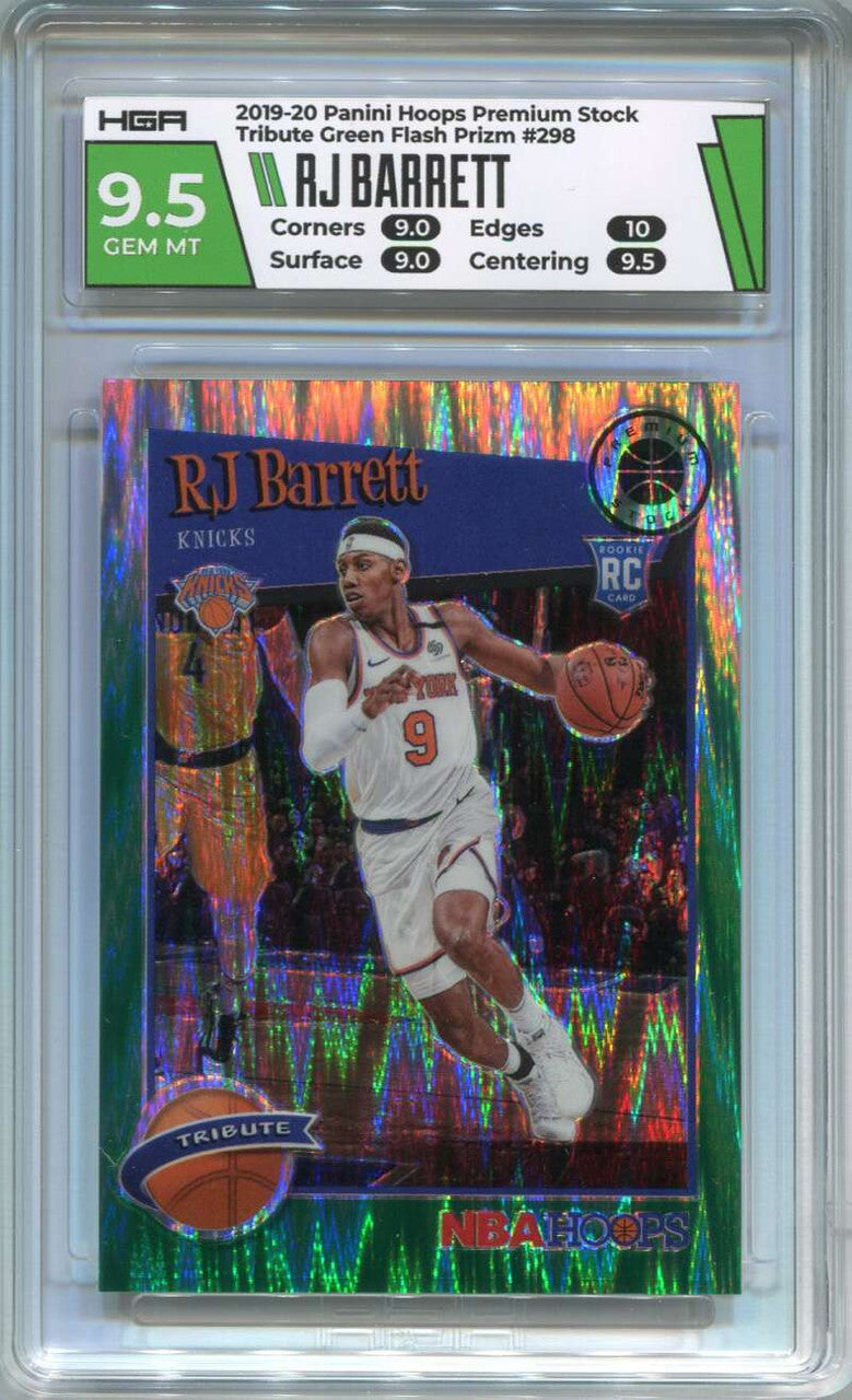 DELETE 125951 2019-20 Hoops Premium Stock Green Flash 298 RJ Barrett Rookie 46/99 HGA 9.5