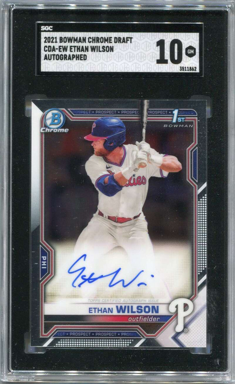 DELETE 125978 2021 Bowman Chrome Draft Autographs Ethan Wilson Rookie Auto SGC 10 GEM MINT