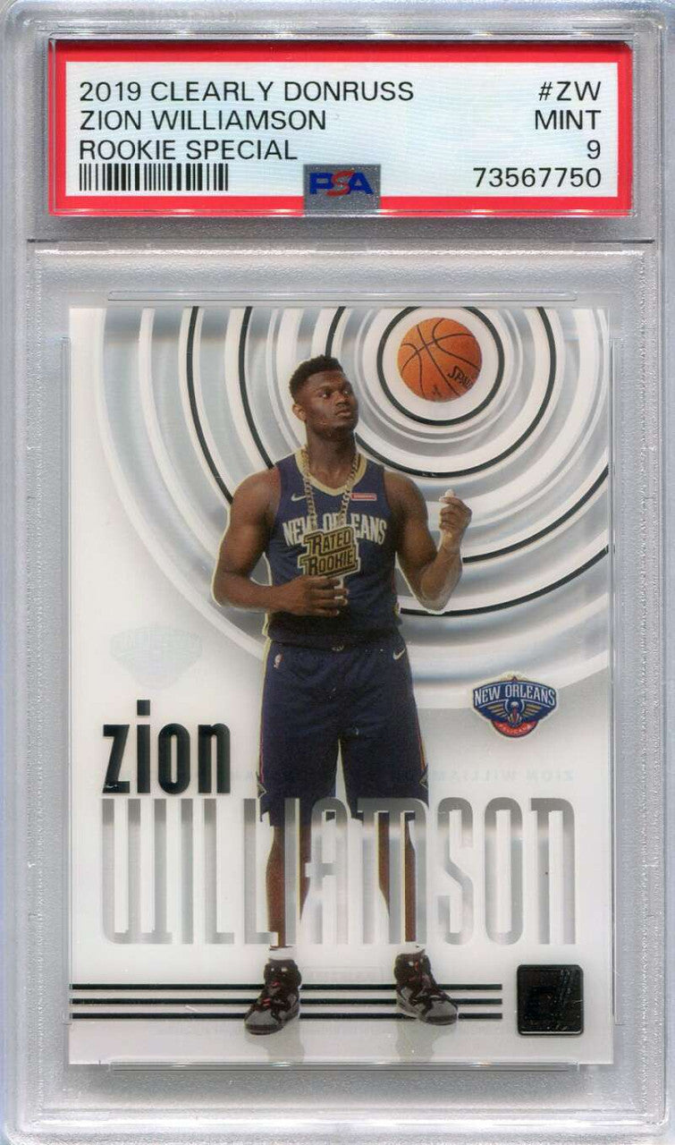 2019-20 Clearly Donruss Rookie Special 1 Zion Williamson Rookie PSA 9 MINT