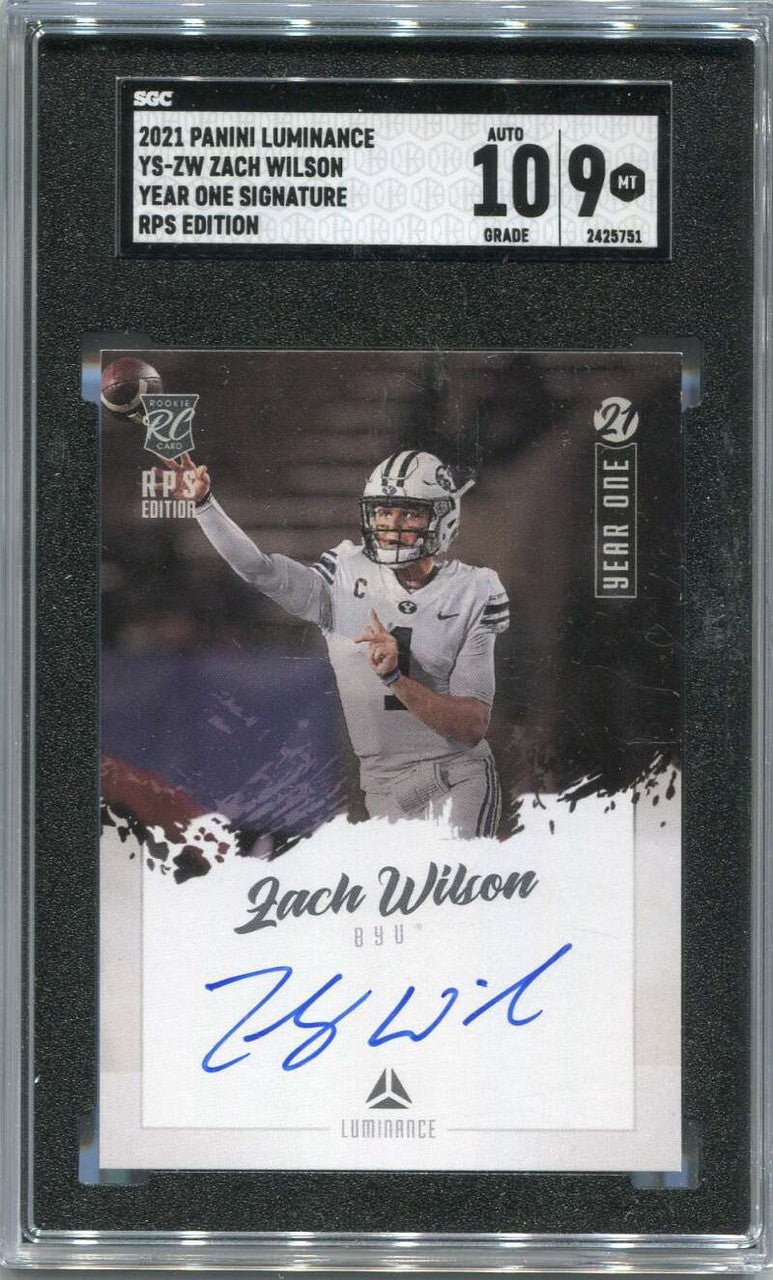 DELETE 126000 2021 Panini Luminance Year One Signatures RPS 3 Zach Wilson Rookie Auto SGC 9 10