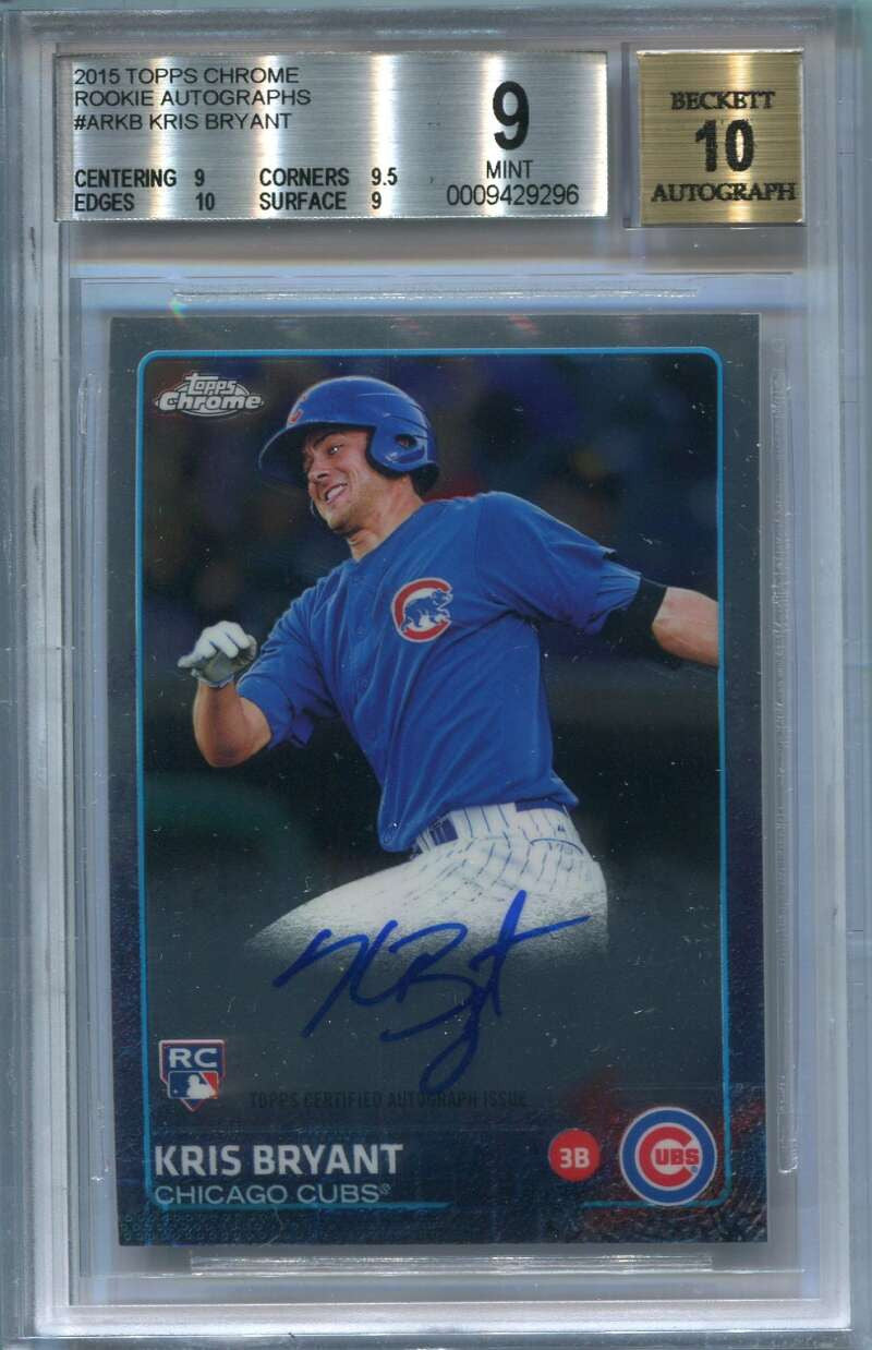 DELETE 126007 2015 Topps Chrome Rookie Autographs ARKB Kris Bryant Rookie Auto BGS 9 10 296
