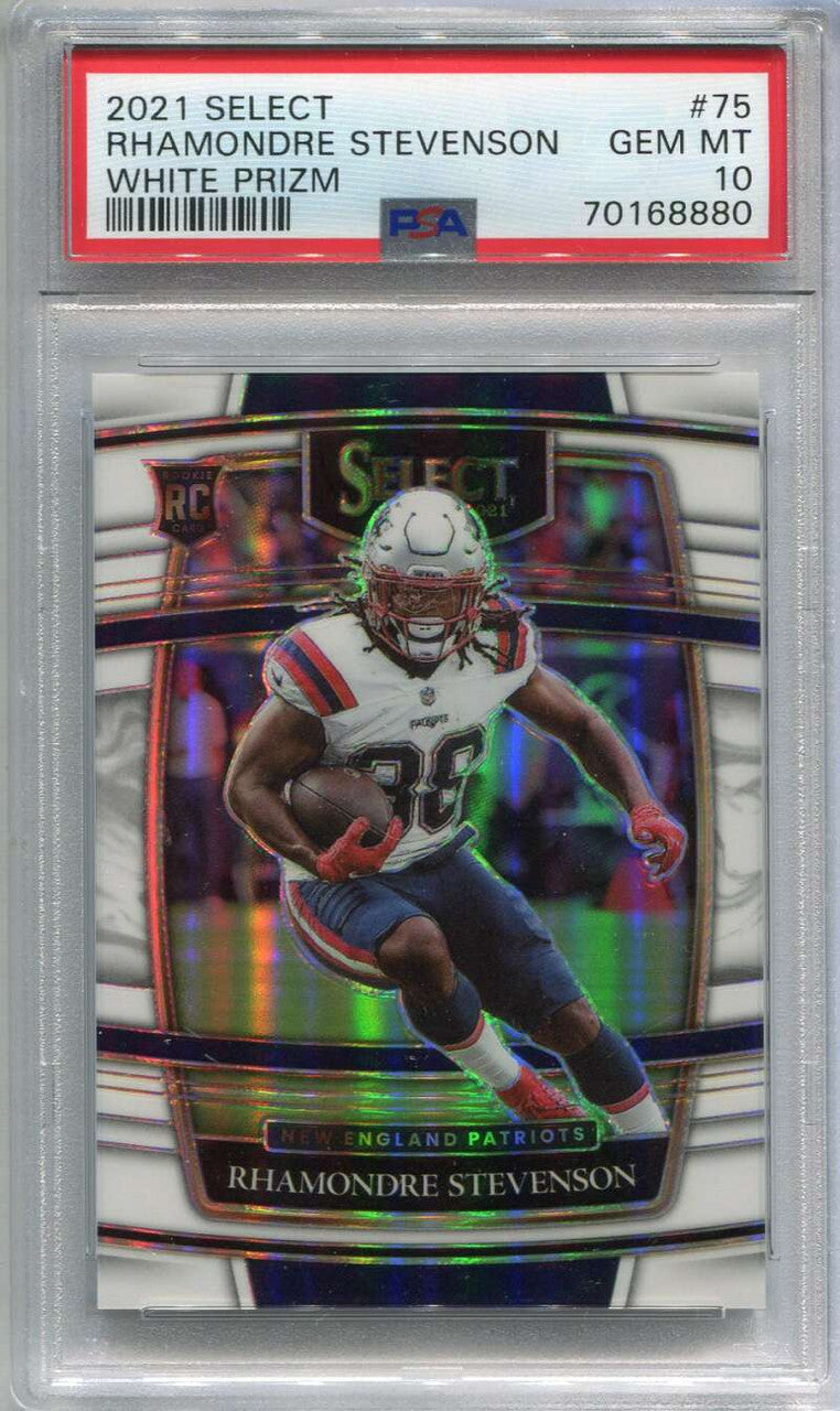 DELETE 126016 2021 Select Prizm White 75 Rhamondre Stevenson Rookie 25/35 PSA 10 GEM MT