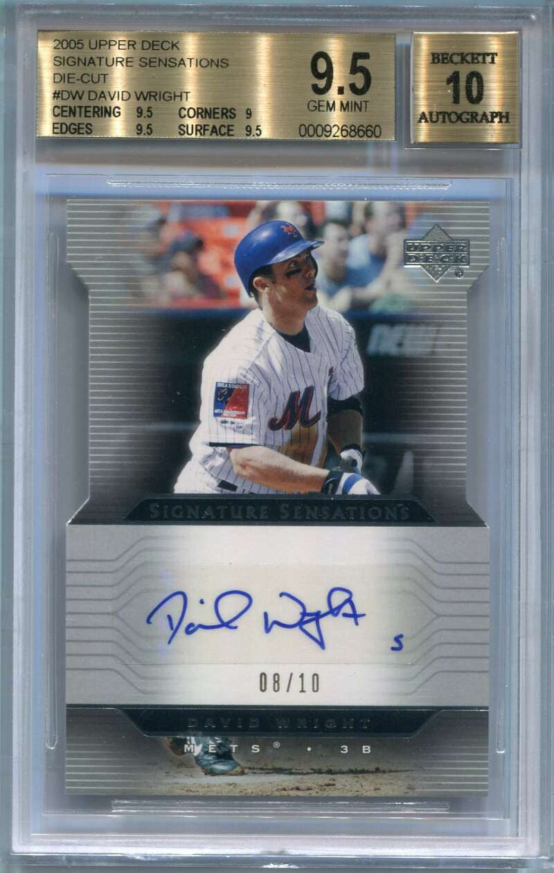 2005 Upper Deck Signature Sensations Die-Cut David Wright Auto 8/10 BGS 9.5 10