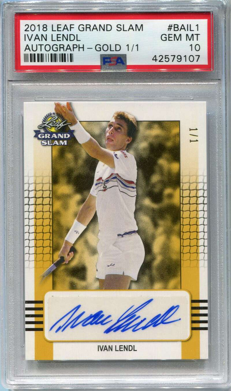 2018 Leaf Grand Slam Autographs Gold bail1 Ivan Lendl Auto 1/1 PSA 10 GEM MT