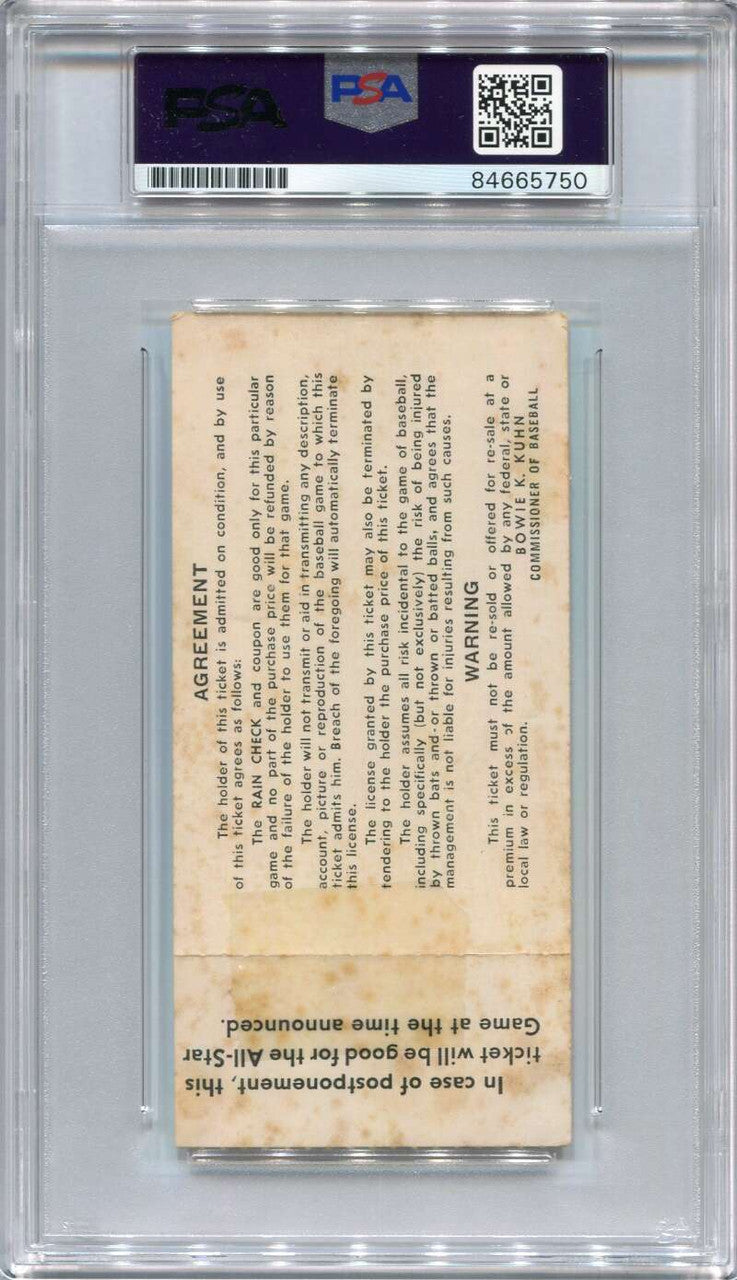 1973 All-Star Game Ticket Nolan Ryan 8x All Star Inscription PSA/DNA 10 GEM MT