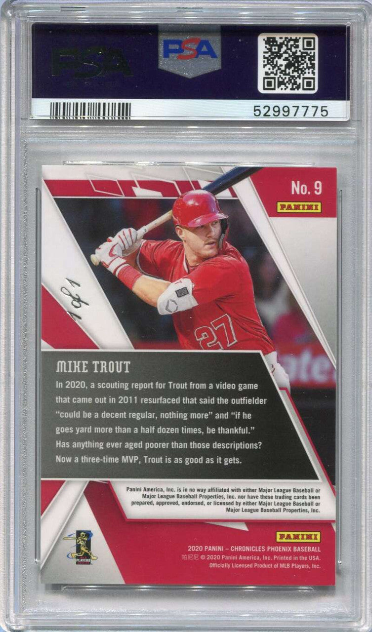 2020 Panini Phoenix Gold Vinyl 9 Mike Trout 1/1 PSA 10 GEM MT