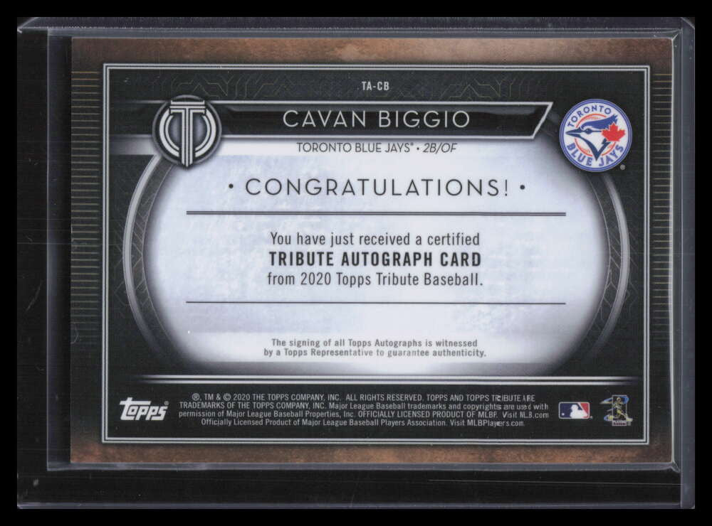 2020 Topps Tribute Autographs TACB Cavan Biggio Auto 44/199