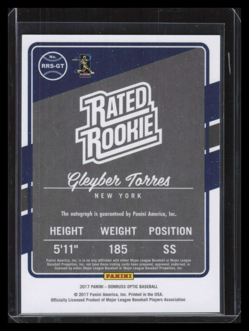 2017 Donruss Optic Rated Rookies Signatures RRSGT Gleyber Torres Rookie Auto