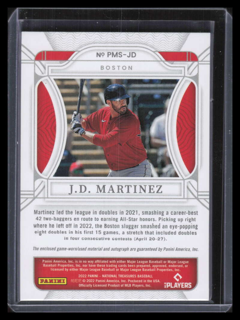2022 Panini National Treasures Penmanship 8 J. D. Martinez Jersey Auto 83/99