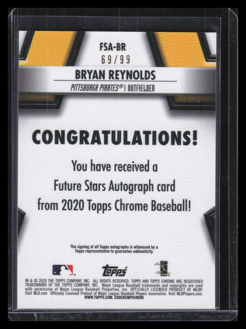 2020 Topps Chrome Future Stars Autographs FSABR Bryan Reynolds Auto 69/99