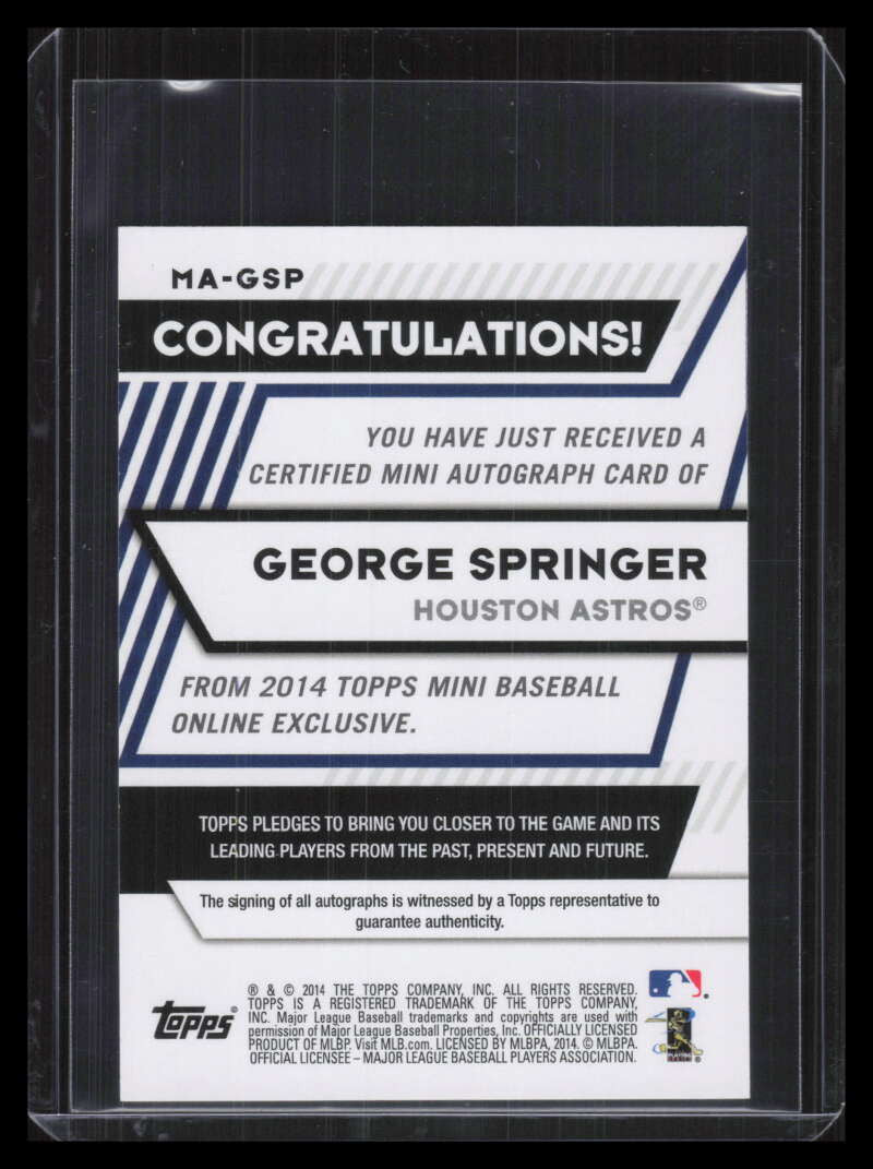 2014 Topps Mini Autographs MAGSP George Springer Rookie Auto