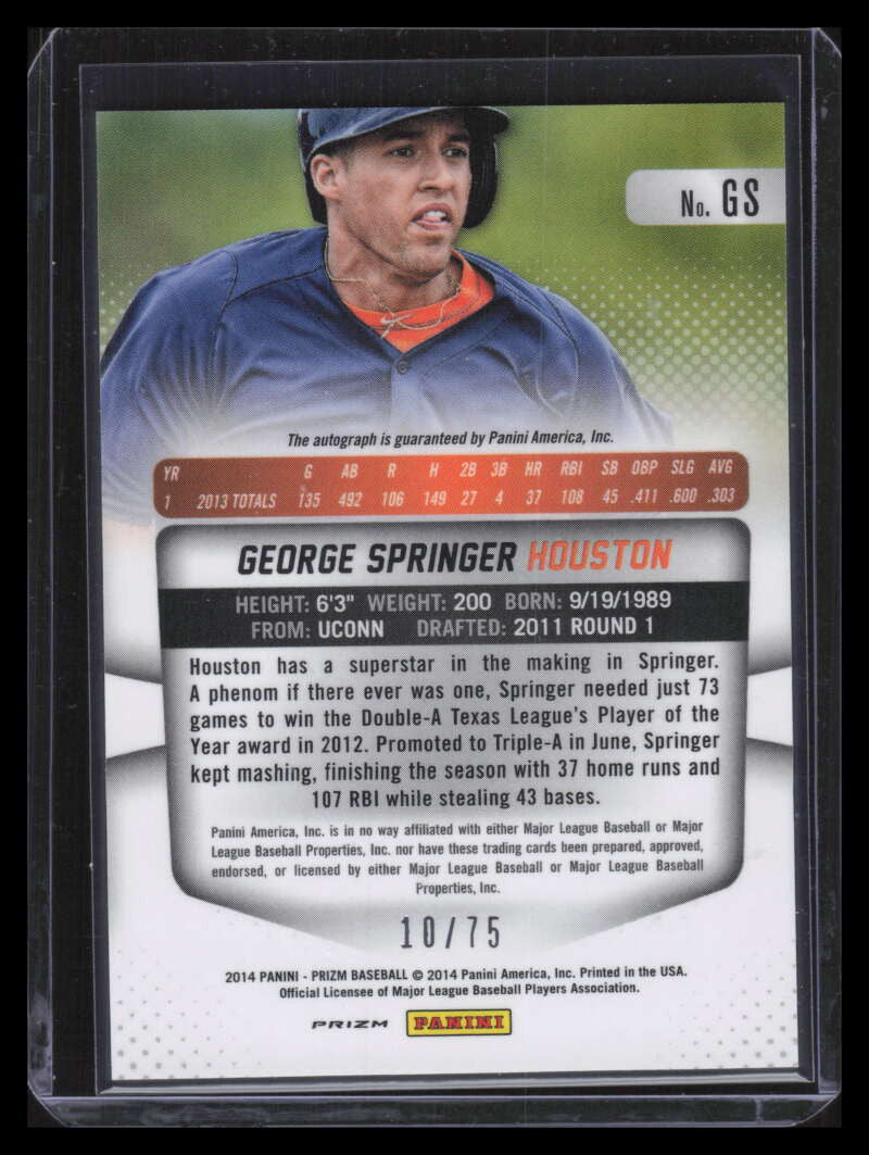 2014 Panini Prizm Autographs Prizms Mojo GS George Springer Rookie Auto 10/75