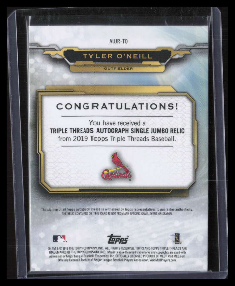 2019 Topps Triple Threads Autograph Amethyst Tyler O'Neill Jersey Auto 31/75