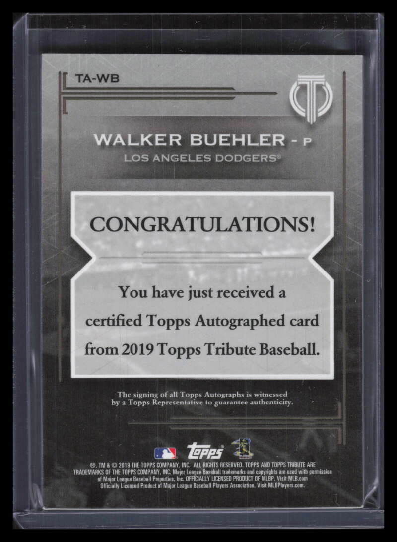 DELETE 126328 2019 Topps Tribute Autographs Blue TAWB Walker Buehler Auto 142/150