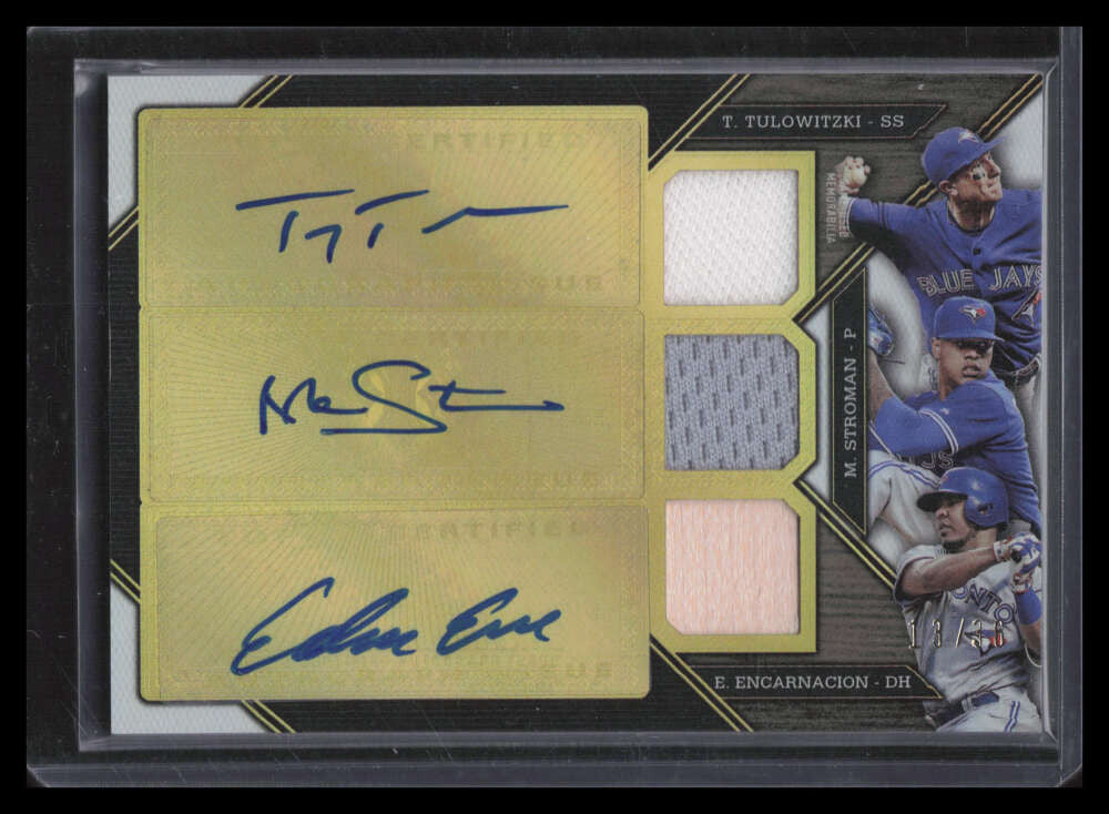 DELETE 126366 2016 Topps Triple Threads Stroman Encarnacion Tulowitzki Bat Jersey Auto 13/36