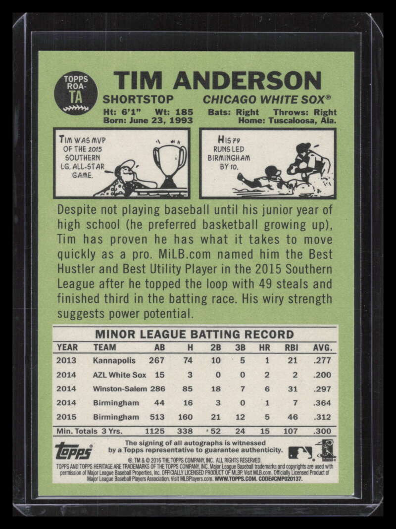 DELETE 126399 2016 Topps Heritage Real One Autographs ROATA Tim Anderson Rookie Auto