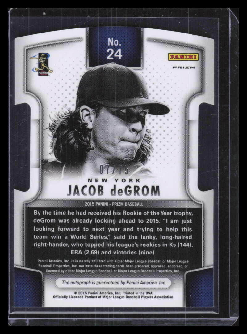 2015 Panini Prizm Fresh Faces Black White Checker 24 Jacob deGrom Auto 7/75