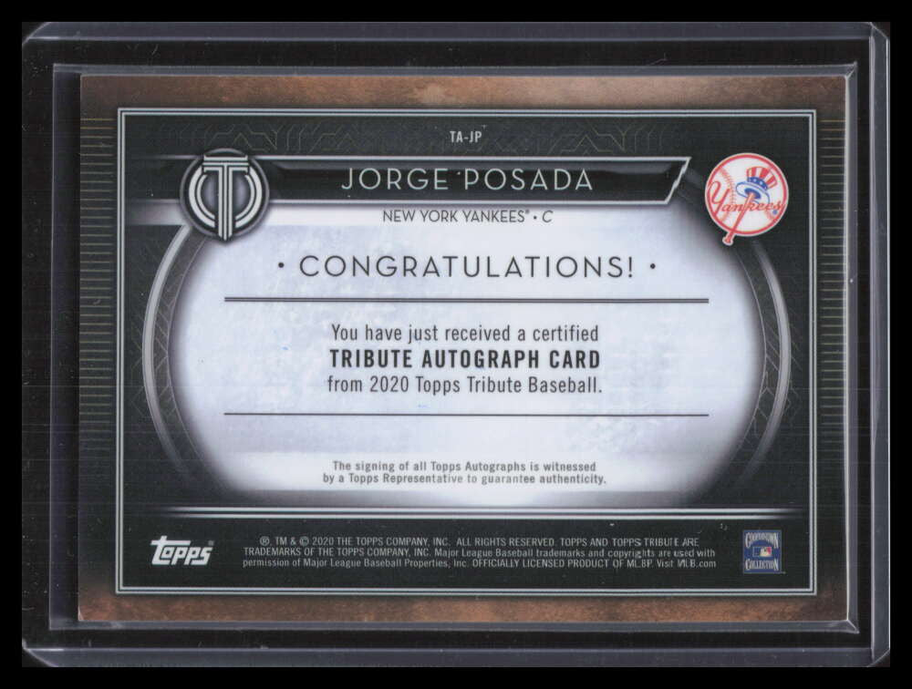 2020 Topps Tribute Autographs Red TAJP Jorge Posada Auto 6/10