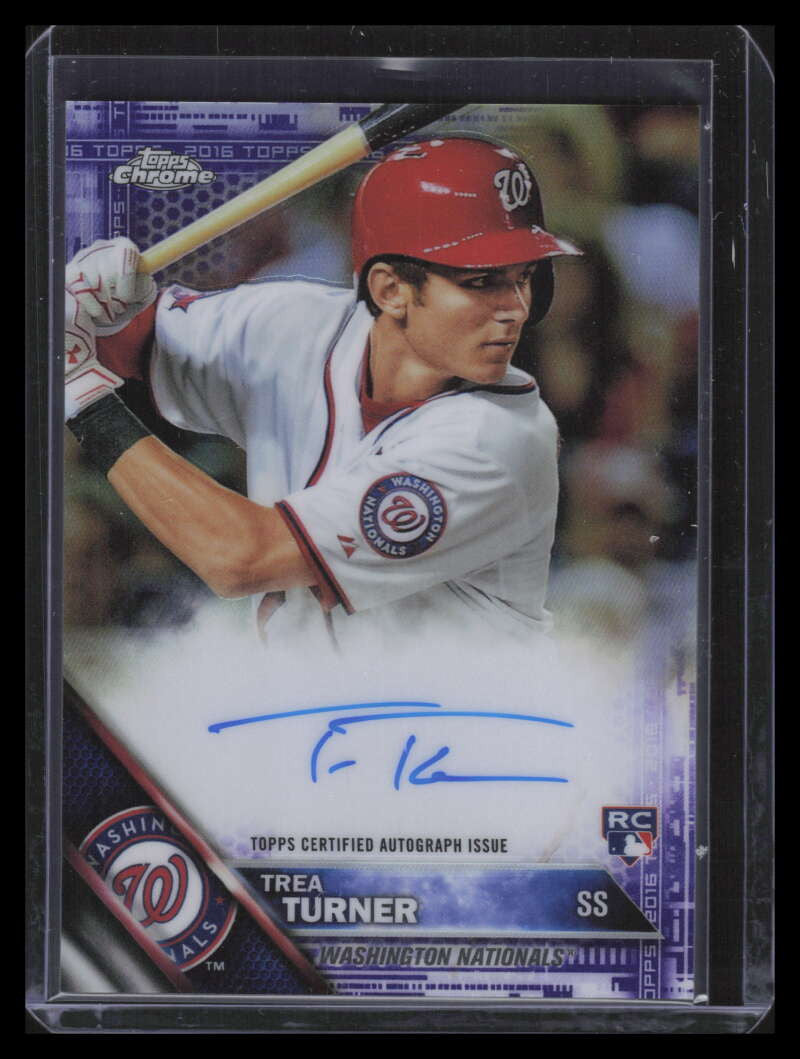 2016 Topps Chrome Autographs Purple Refractor Trea Turner Rookie Auto 65/250