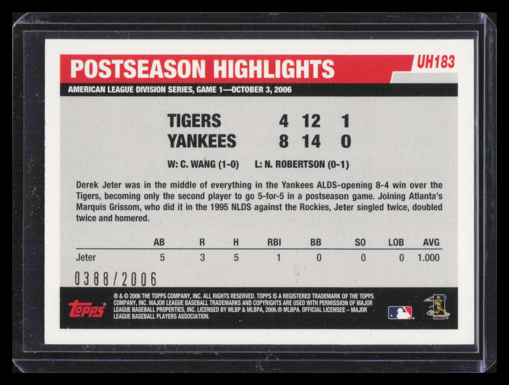 2006 Topps Update Gold uh183 Derek Jeter PH 388/2006 Postseason Highlights