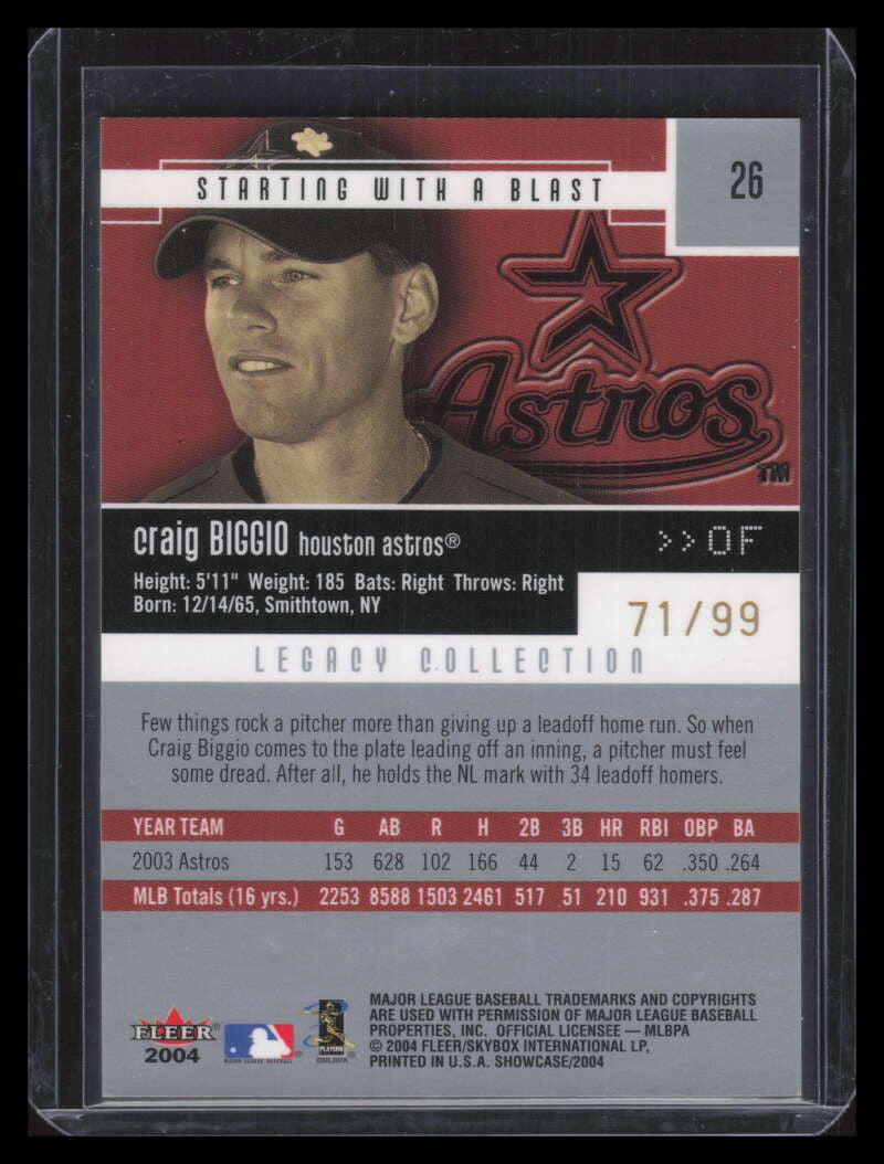 2004 Fleer Showcase Legacy 26 Craig Biggio 71/99