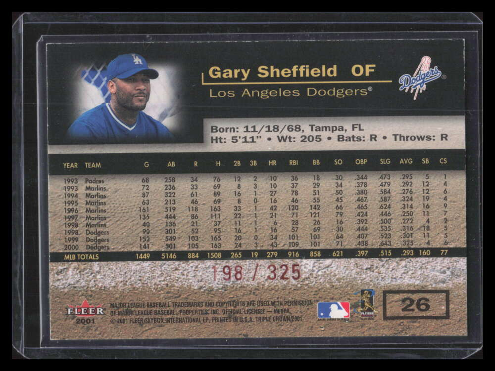 2001 Fleer Triple Crown Red 26 Gary Sheffield 198/325