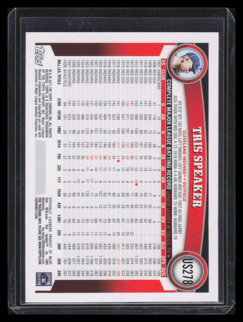 2011 Topps Update Cognac Diamond Anniversary us278b Tris Speaker SP